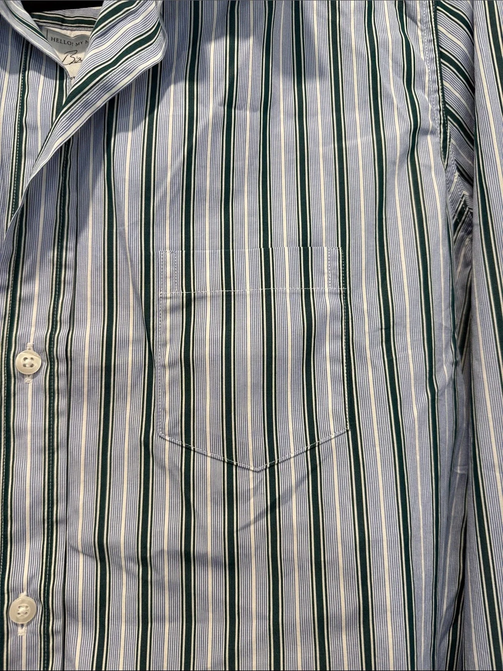 🔥Frank & Eileen Gorgeous Blue & Green Pinstriped Button Down Barry Shirt/ Size L - Picture 4 of 8